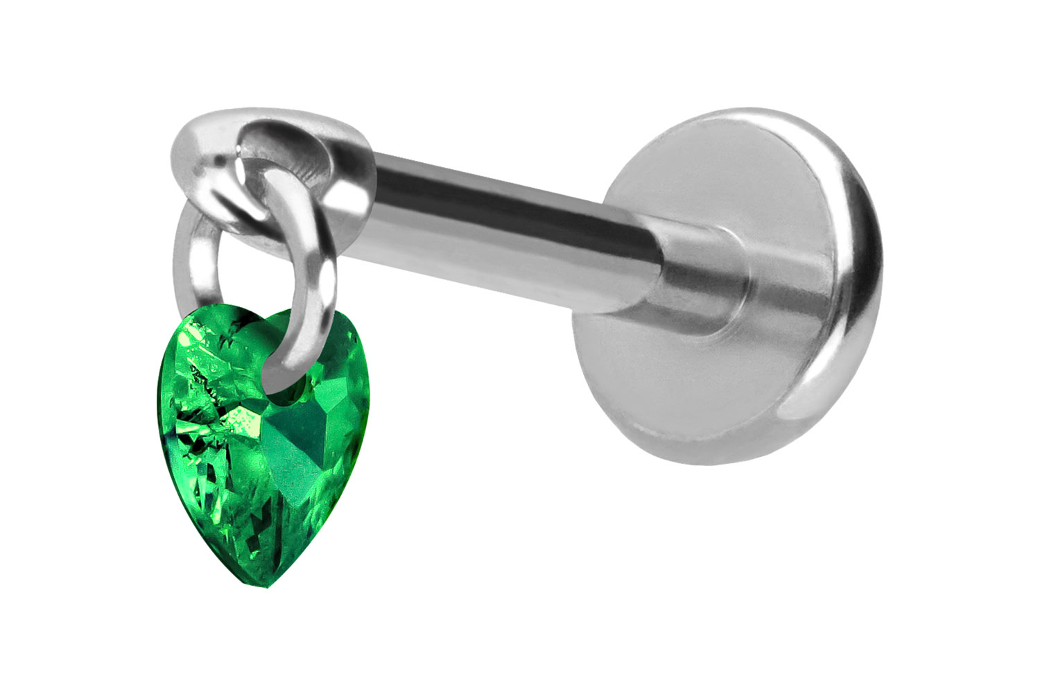 Titan Labret Piercing mit Push Fit KRISTALLHERZ